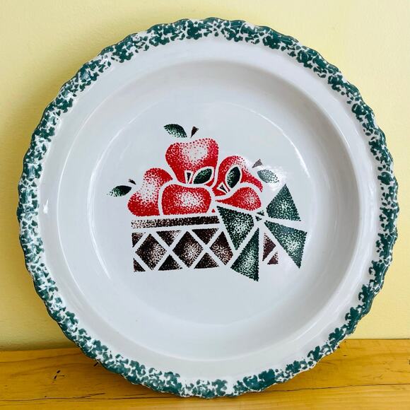 Vintage House Of Lloyd Pie Plate Dish Apples Basket Folk Country Cottage - Picture 4 of 9